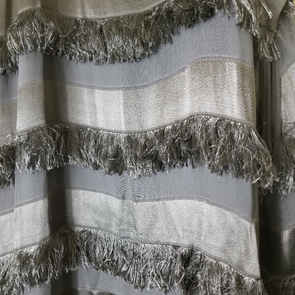 HUNTER BELL black overlay fuzzy stripe sleeveless spaghetti strap maxi dress - Picture 8 of 10